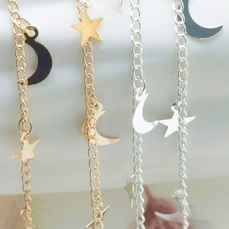 1Meter Chains for Jewelry Making Necklace Star Moon Charms Pendants Gold Color Chain Bracelet Hair Accessories DIY Findings Gift