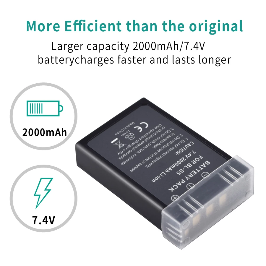 Palo 2000mAh PS-BLS5 BL-S5 BLS5 BLS-50 BLS50 Battery for Olympus PEN E-PL2 E-PL5 E-PL6 E-PL7 E-PM2 OM-D E-M10 E-M10 II Stylus1