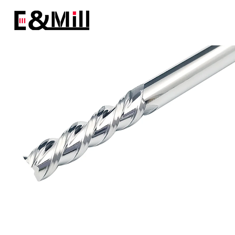 Fresa de acero de tungsteno HRC55 de 3 flautas para miroir de alto brillo, aleación de aluminio, centro de mecanizado especial de tres hojas