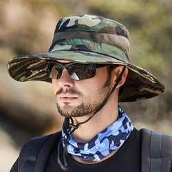 Camouflage Fisherman's hat Summer Sun Hats Men Bucket Caps Visor Cap Hunting Outdoor Hiking Fishing Sun Protector Fisherman Cap