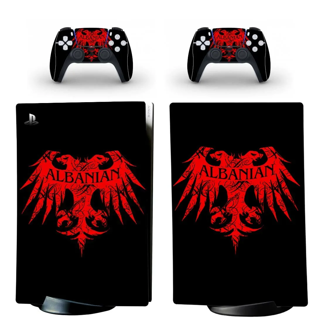 Albania National Flag PS5 Digital Edition Skin Sticker Decal Cover for PlayStation 5 Console and 2 Controllers PS5 Skin Sticker