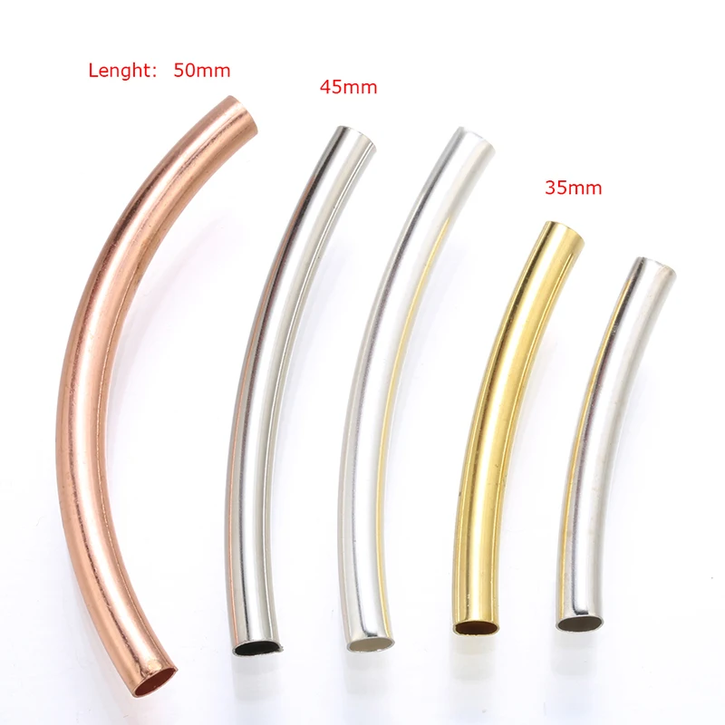 smooth curved tube spacer bead connectors for bracelet earrings silver rose gold plated jewelry findings accessories