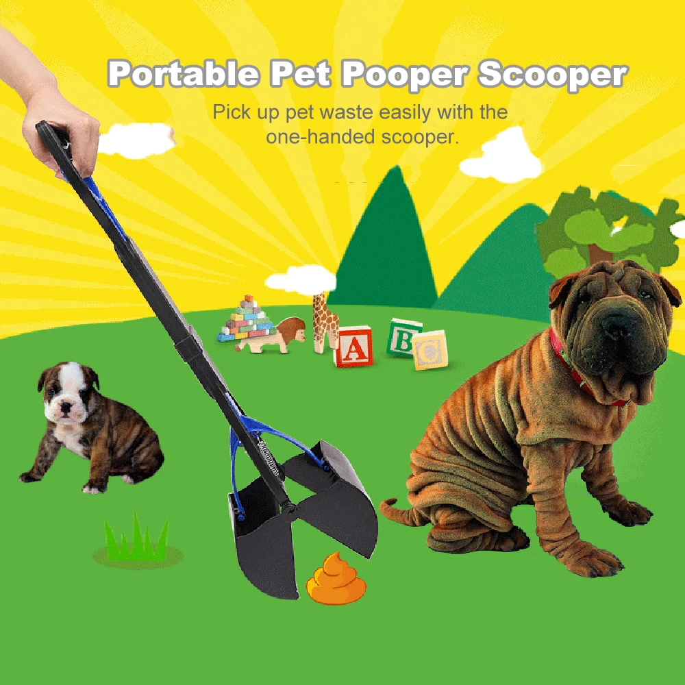 Portable Pet Long Handle Animal Dog Poop Pooper Cleaner Scooper Scoop Shovel Pick Up Waste Picker Outdoor Cleaning Tools