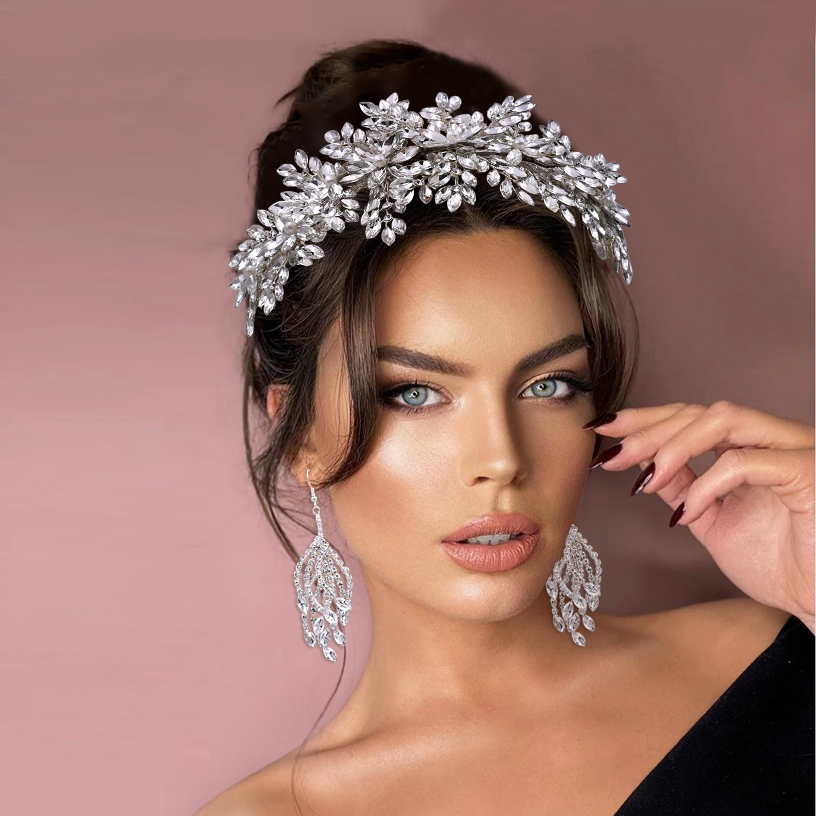 100% Handmade Fashion Bride Crown Crystal Wedding Tiaras Rhinestone Women Hair Accessories Headband Luxury Jewelry Headpiece