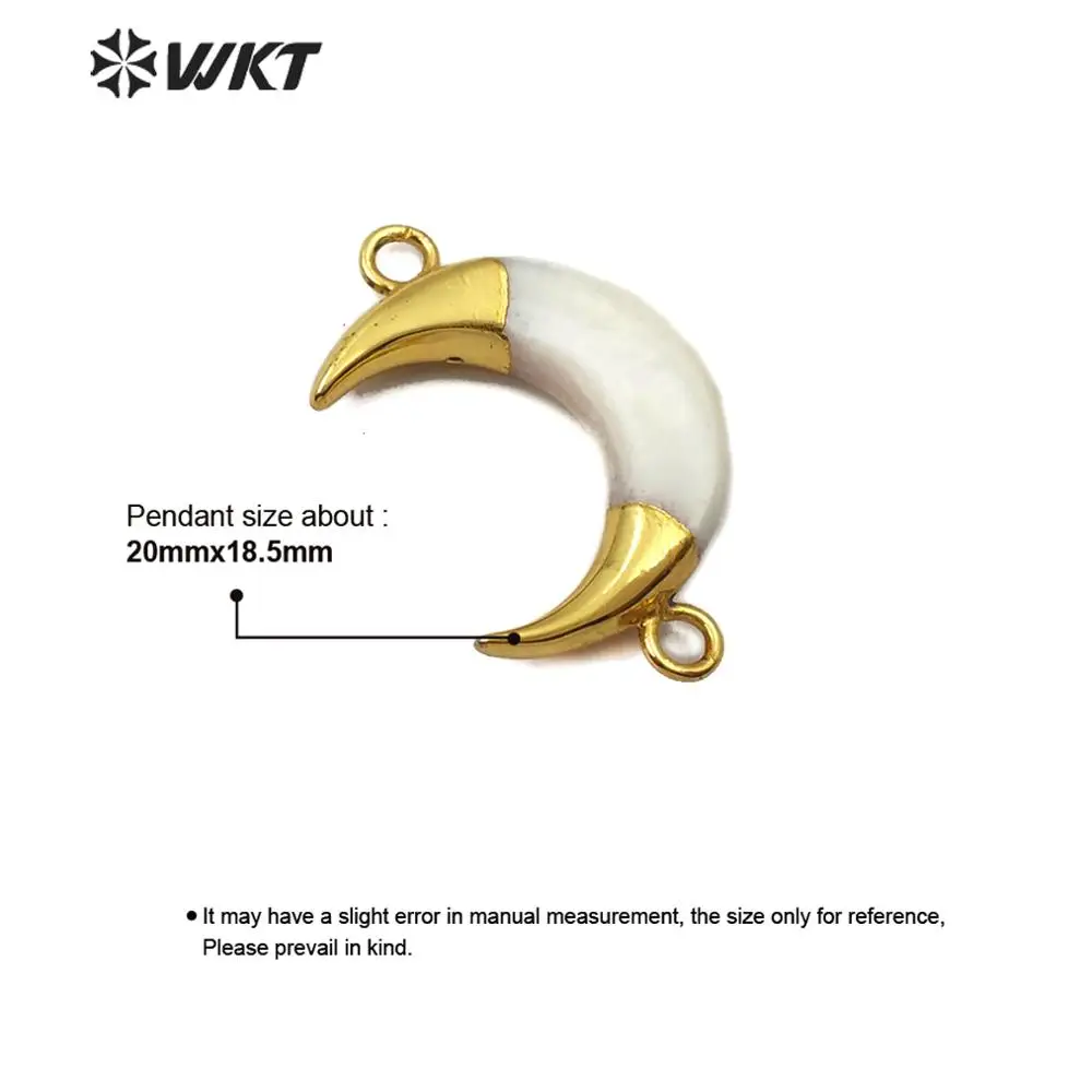 

WT-C286 Natural Horn Shell Connector Crescent Shape With Gold Electroplated Connector Sea Shell For Jewelry Making
