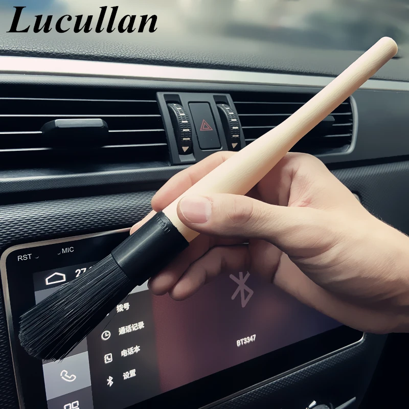 Lucullan Car Detailing Factory Tools For Rims,Doors,Interior 2 Colors Soft and Hard Bristle Auto Motorcycle Brushes