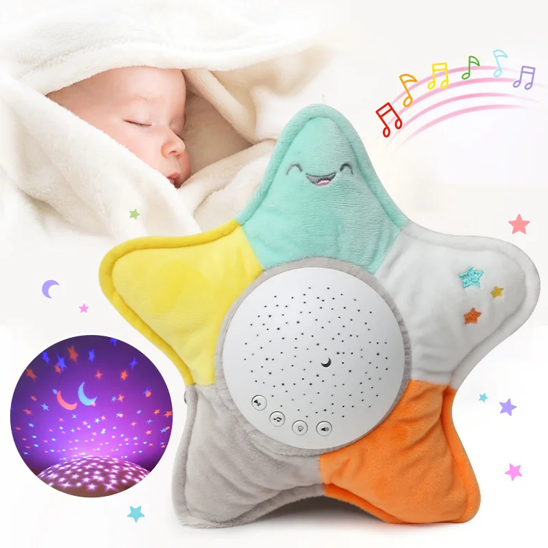 Kids Soft Toys Stuffed Sleep Led Night Lamp Stuffed Animal Plush Toys With Music & Stars Projector Light Baby Toys For Girls Boy