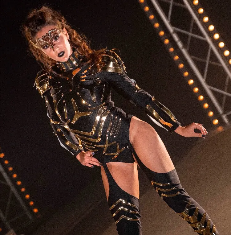Nightclub bar new futuristic black technology female warrior costume singer gogo DS dance clothes for show performance set