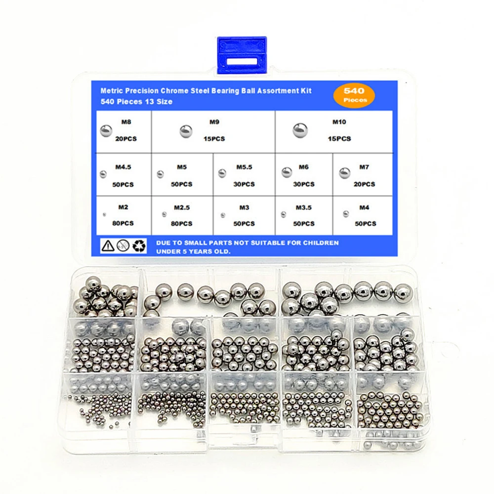 

540Pcs/Box Steel Bearing Balls M2 M2.5 M3 M3.5 M4 M5 M5.5 M6 M7 M8 M9 M10 Polished And Fine-ground Solid Steel Balls