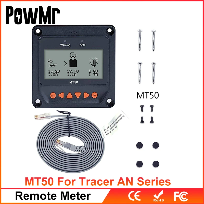EPever-Pantalla remota MT50 para Tracer, MT-50 de medidor remoto para EPever MPPT, controlador de carga Solar con pantalla LCD en tiempo Real