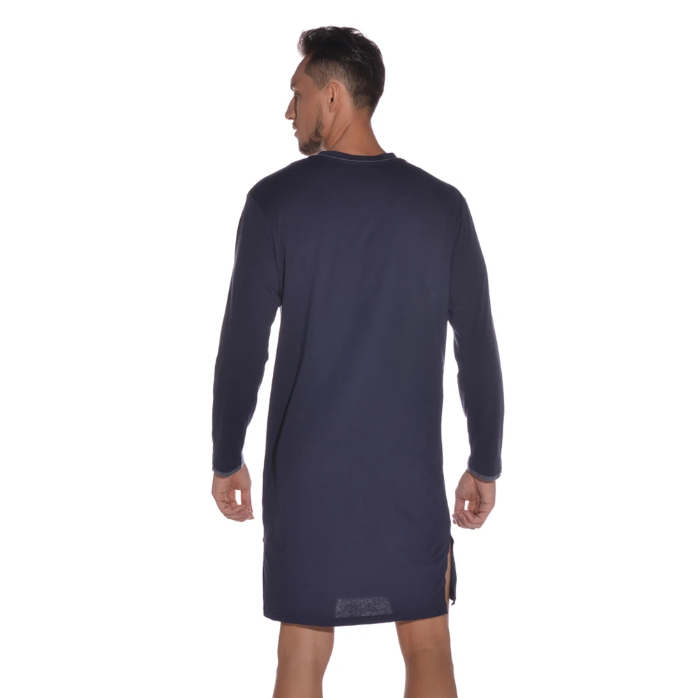 Cozy Loose Sleeping Gown Thin Breathable High Quality New Autumn Mens Robe Long Sleeve V Neck Male Bathrobe Homewear