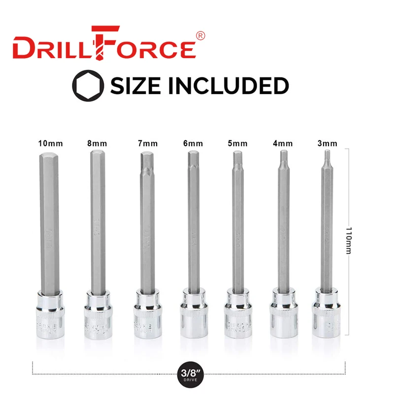 Drillforce 7PCS H3-H10 3/8