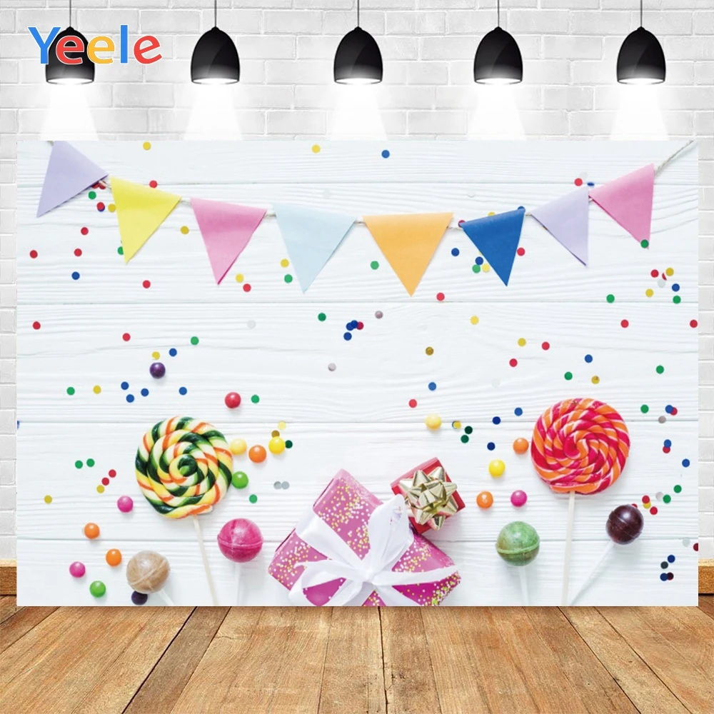 Yeele Bunting Candy Baby Birthday Party Backdrops Photo Background Photophone Photographyfor Baby Shower Photo Studio Customized