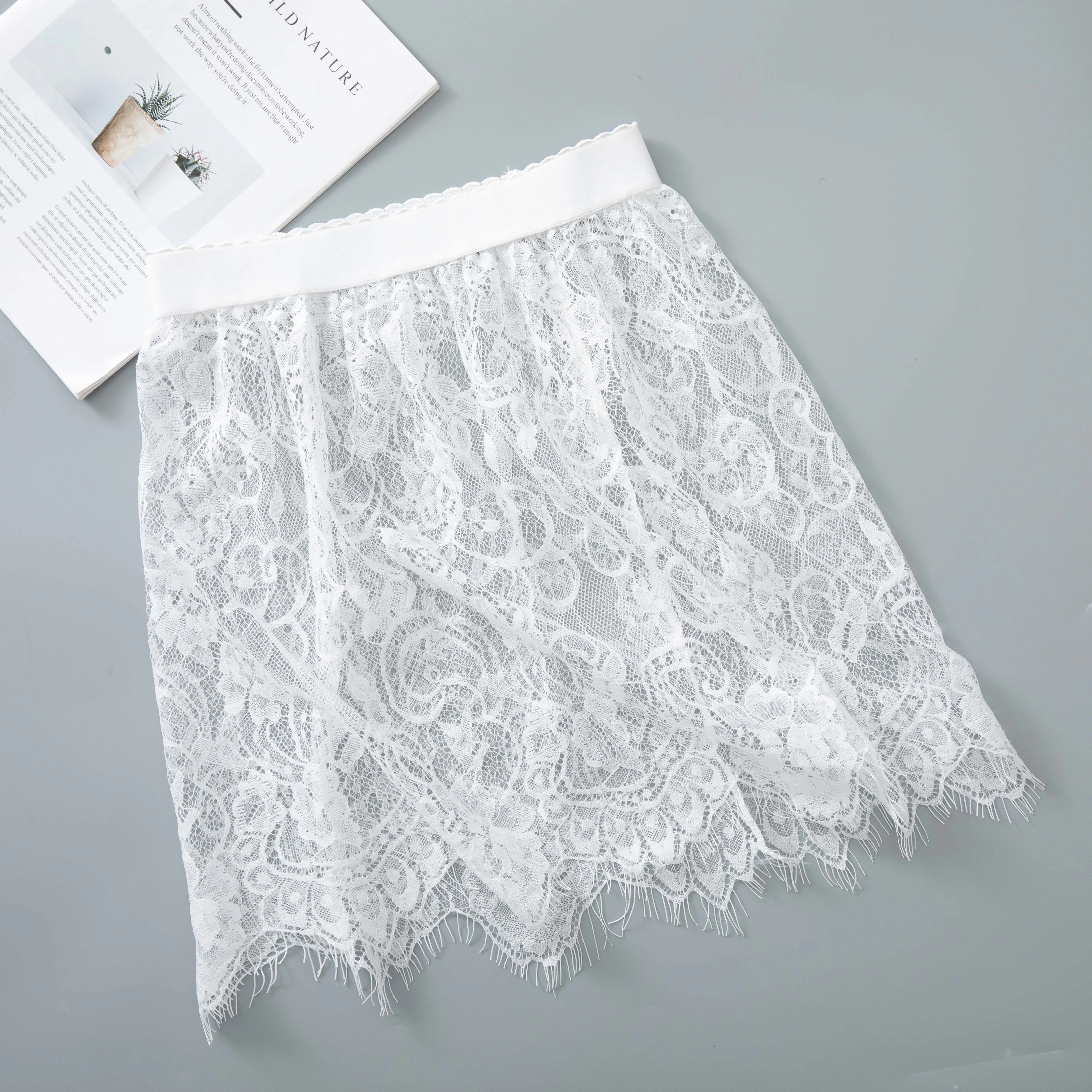 Shirt Extender Women Sexy Mesh Lace Transparent Mini Tulle Skirt Underskirt Korean Ladies High Waist Black White Short Skirt