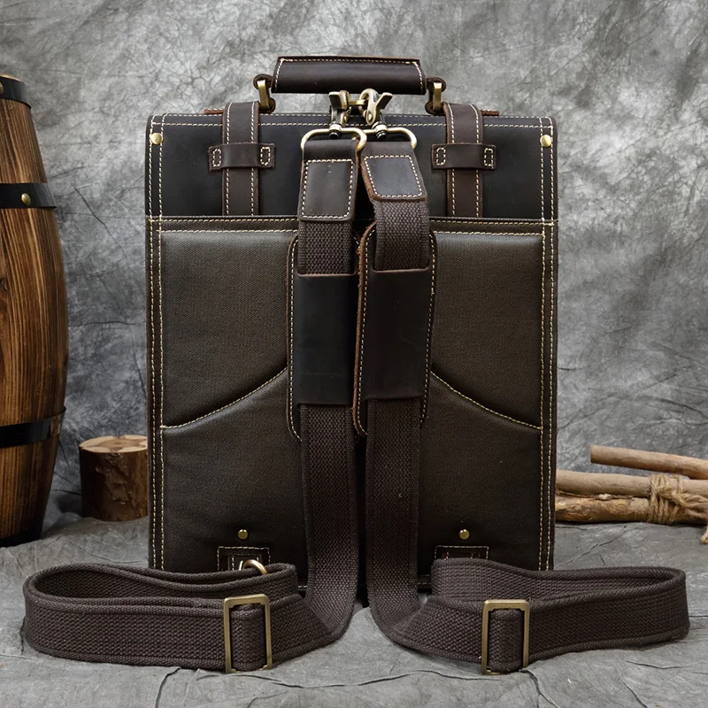 Men Genuine Leather Backpack 14\