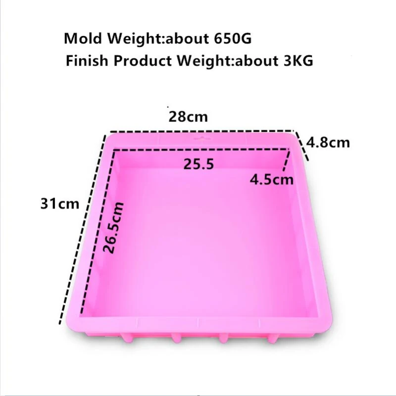 3000ML Silicone Rendering Soap Mold DIY Square Handmade Loaf Thickened Soap Mould 3KG Capacity Soaps Making Tools