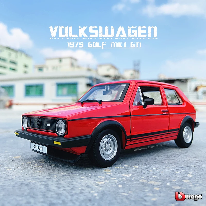 Bburago 1:24 폭스바겐 1979 골프 GTI MK1 시뮬레이션 합금 자동차 모델 공예 장식 컬렉션 장난감 도구 선물