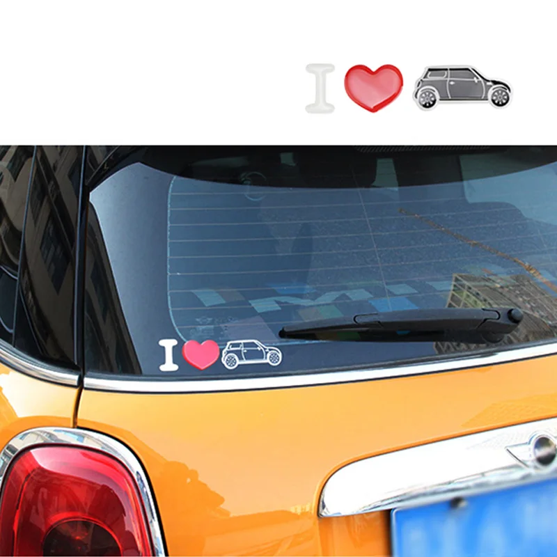 3D Epoxy car sticker I LOVE MINI decoration styling For MINI COOPER S JCW CLUBMAN F54 F55 F56 F60 R55 R56 R61 Creative ornament