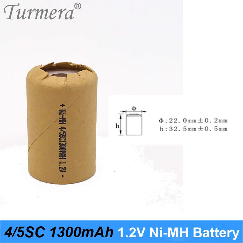 Turmera 4/5 SC 1300mAh 1.2V Ni-MH akumulator 10C prąd rozładowania do odkurzacza robota i śrubokręta akumulator A1