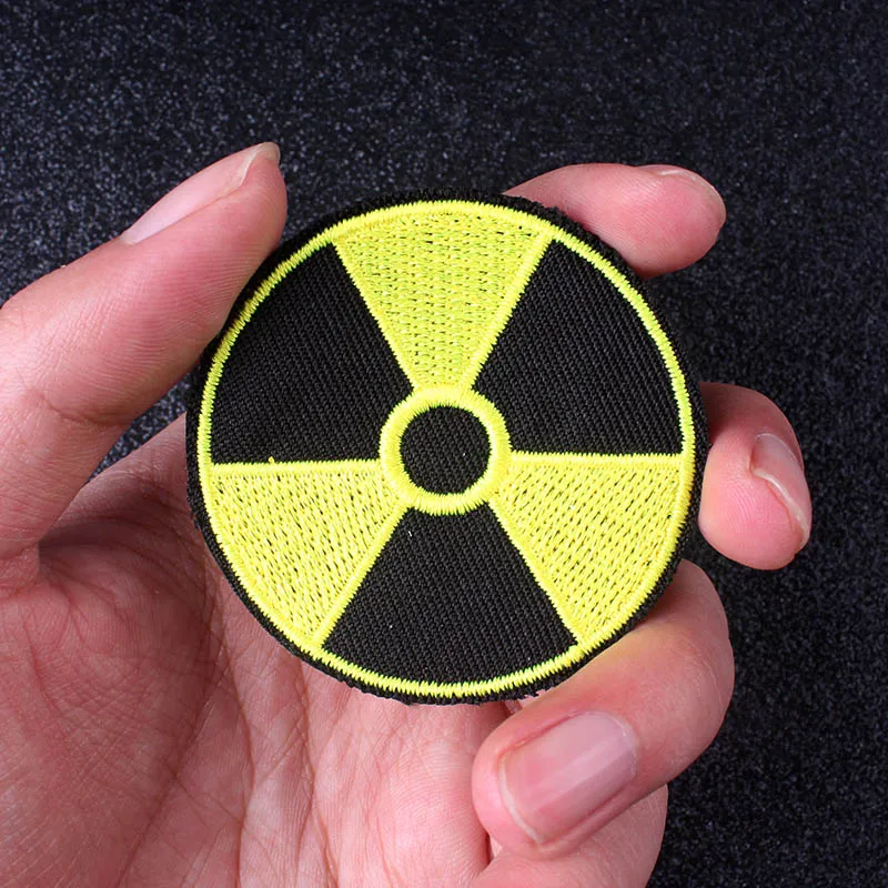 Chernobyl Nuclear Dangerous Sign Radioactive Patch Embroidery sewing Yellow Green Iron on Patch For Clothes Applique DIY Fabric