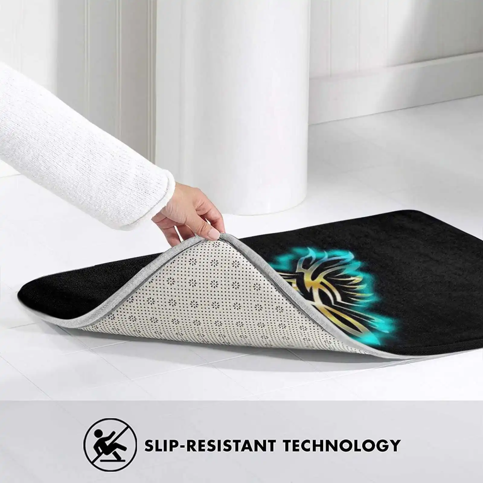 Yellow And Blue Flame Phoenix Rising Soft Cushion Home Carpet Door Mat Car Rug Yellow And Blue Flame Phoenix Rising Rebirth image 4