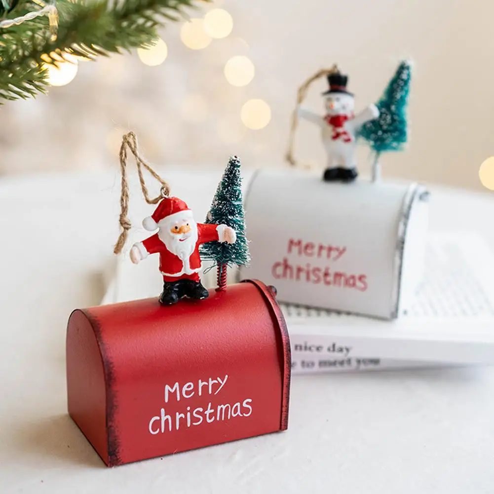 

Christmas Mailbox Pendant Christmas Ornaments Resin Accessories Gift Metal Art Craft Creative Home Decorations