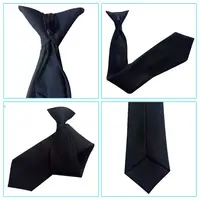 Cravate de Cou en Imitation de Soie pour Homme, Pré-Attachée, de Couleur Noire Unie, pour Uniforme de Sécurité Police, Enterrement et Mariage, 50x8cm 5