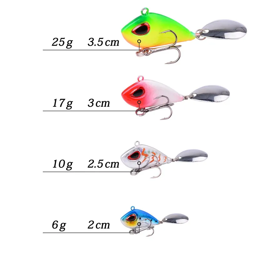 1pcs Metal Mini VIB With Spoon Fishing Lure 6g10g17g25g 2cm Fishing Tackle Pin Crankbait Vibration Spinner Sinking Bait