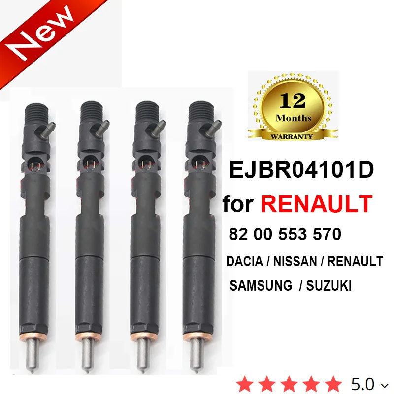 

4PC Auto Fuel Injector EJBR04101D Injector Nozzle 82 00 553 570 8200553570 for RENAULT DACIA SAMSUNG SUZUKI NISSAN Euro 4