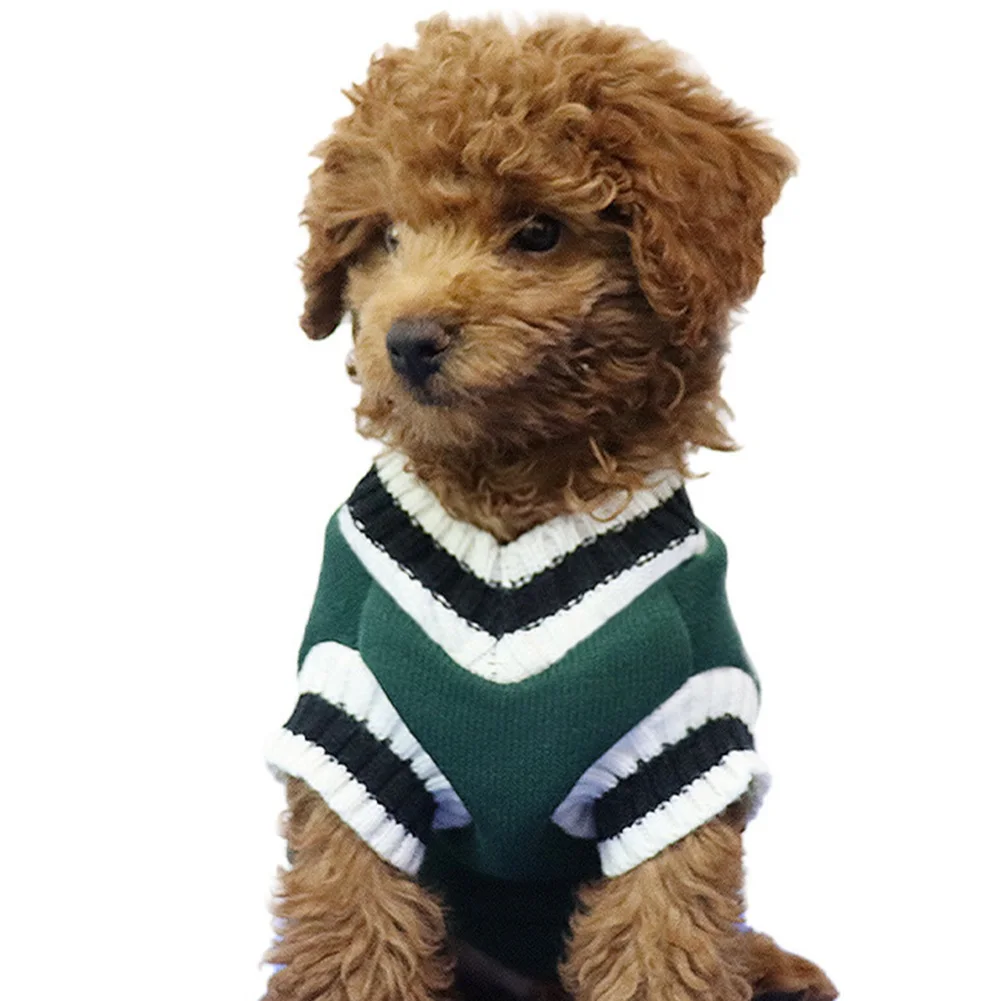 Dog Sweater British College Style Winter Warm V-Neck Pet Clothes For Small Medium Large Dog Chihuahua Golden Retriever 2022