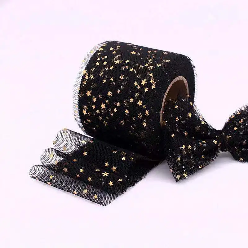 25Yards/Roll Star Tüll Konfetti Glitter Tüll Backen Kuchen Topper Tutu Pom Bogen Soft Pailletten Tüll DIY Hochzeit geburtstag Dekoration