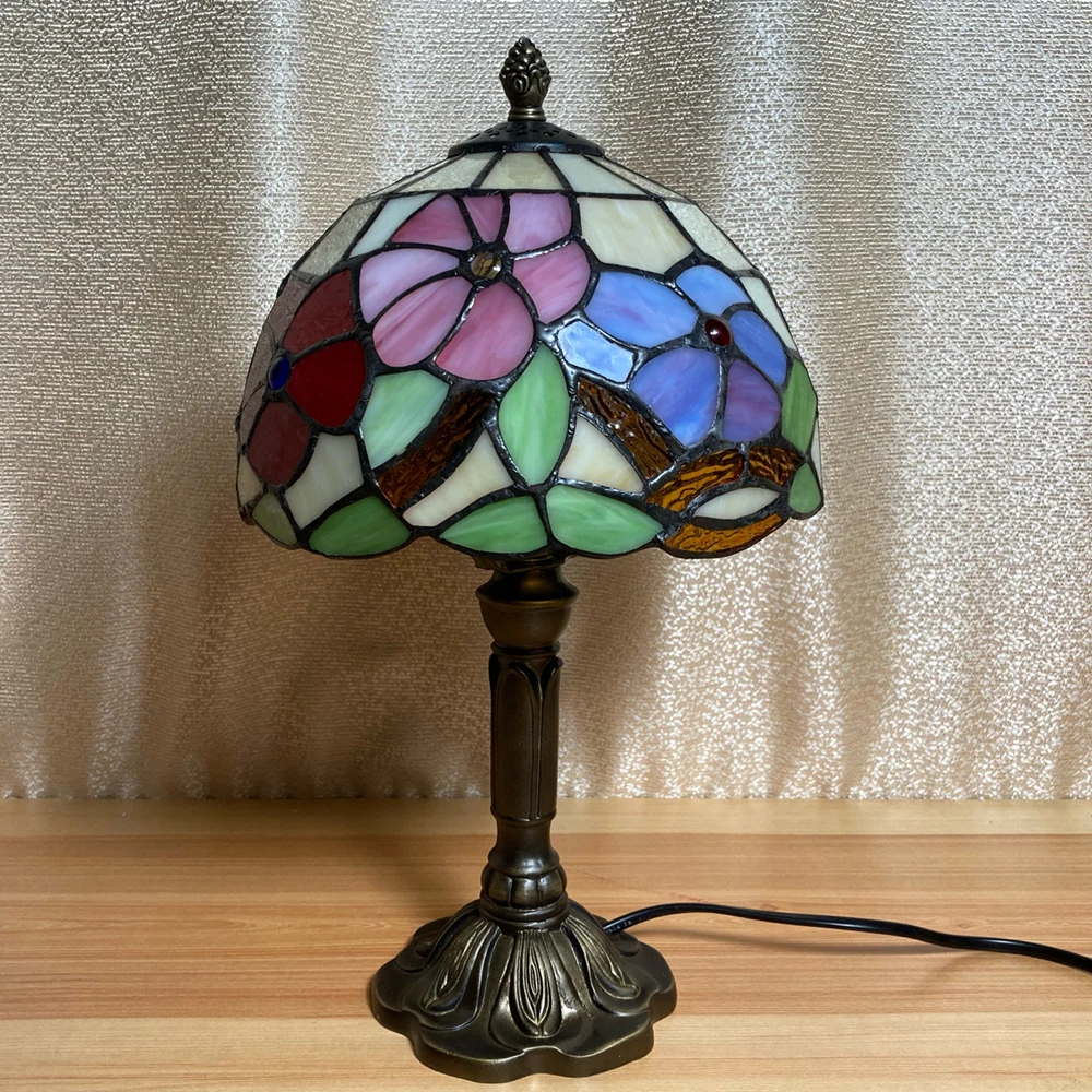 Table Lamp Tiffany Art Stained Glass Lampshade Handmade Desktop Decoration Lights Living room Bedroom Nightstand Night light