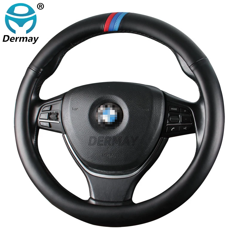 

New Sheepskin Genuine Leather Car Steering Wheel Cover for BMW X5 G05 E53 E70 F15 F85 Auto Accessories