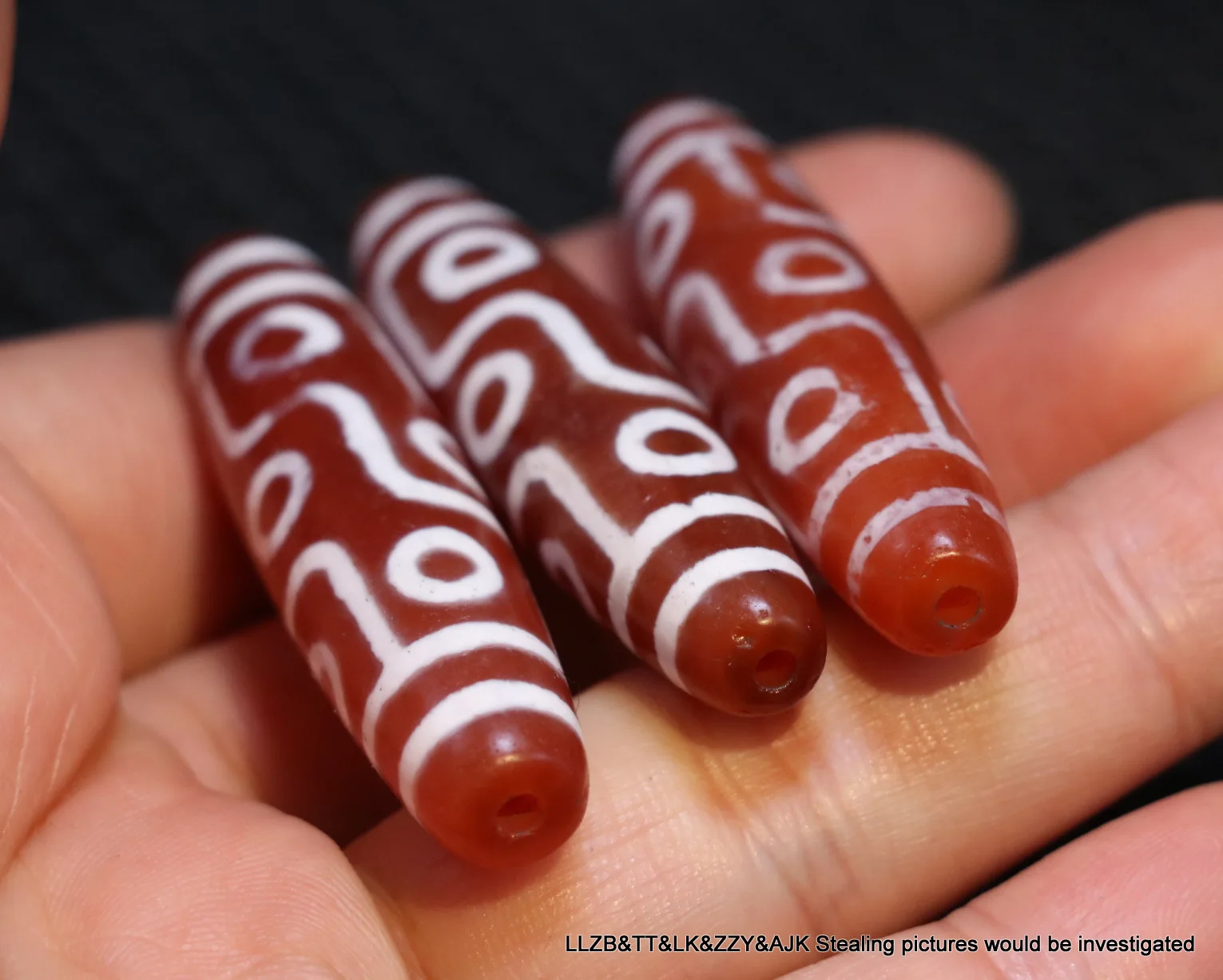 Set of 3 Magic Energy Tibetan old Red Agate 9 Eye of Kingdom Totem Pendant Amulet dZi Bead LKbrother Sauces Top Quality