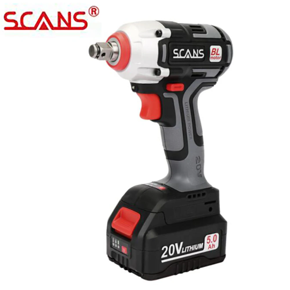 20V Cordless 1/2inch Impact Wrench S880 Socket Wrench Brushless 310NM Max Torque with  20V 5000mAh Battery Wrench