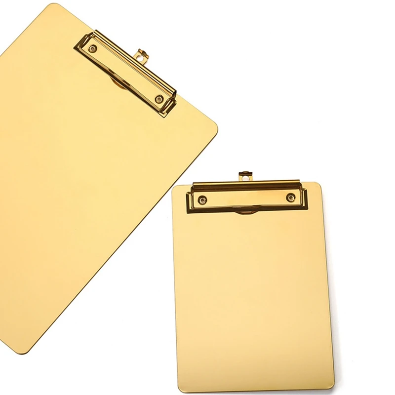 1PC Gold Metal A5 B5 A4 Writing Sheet Pad Clipboard Menu Data File Storage Folder for Office File Memo Writing Pad
