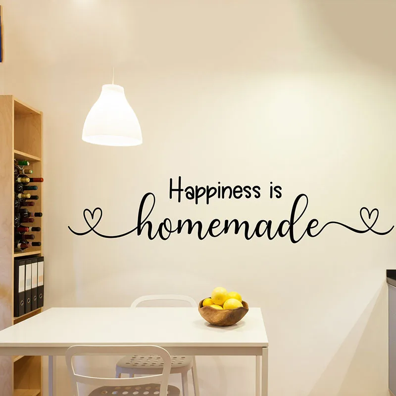 Large Happiness Is Homemade Heart Wall Sticker Kitchen Bedroom Family Love Quote Wall Decal Kids Room Farmhouse Vinyl Decor