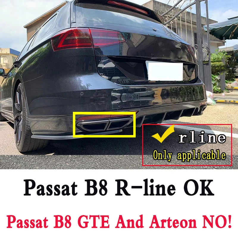 For Vw's Passat B8 Rline Rear Bumper Chrome Black Exhaust Decoration 2019 High Gloss Chrome Plating Modified Accessories