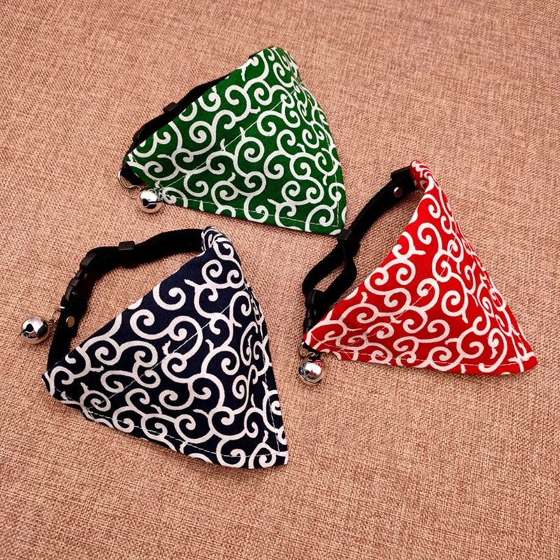 Original Pet Dog Bandana Tang Thread Printing Puppy Bib Bow Tie Party Neck Accessories Kitten Grooming Kerchief Shiba Inu Collar