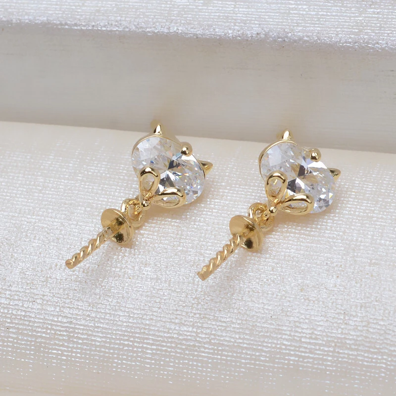 

Classical Genuine AU 750 18K Gold Earrings Mountings Findings Jewelry Settings Accessories Parts for Pearls Agate Coral Crystal