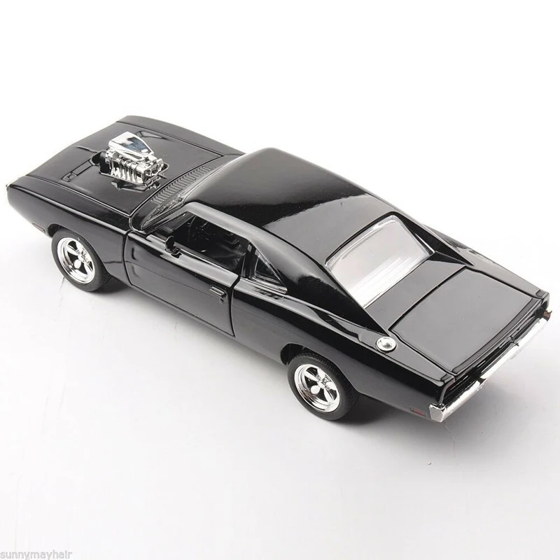 1/32 Diecast Alloy Car Model Minicar Dodge Charger Black Vehicle Toy W/light&sound