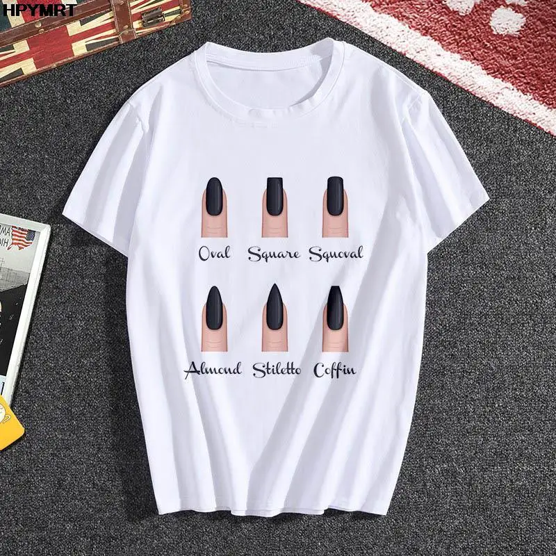 

Fashion Women T Shirt Nail Art Print T-shirt Fun Summer Short Sleeve Harajuku Graphics Tops Tee 90s Girls Tshirt Female Clothing