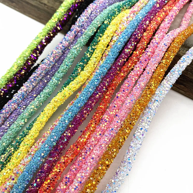 1 Yard 6mm Glitter paillettes tubo morbido corda corda corda per gioielli che fanno sandali fai da te braccialetto indumento collare forniture