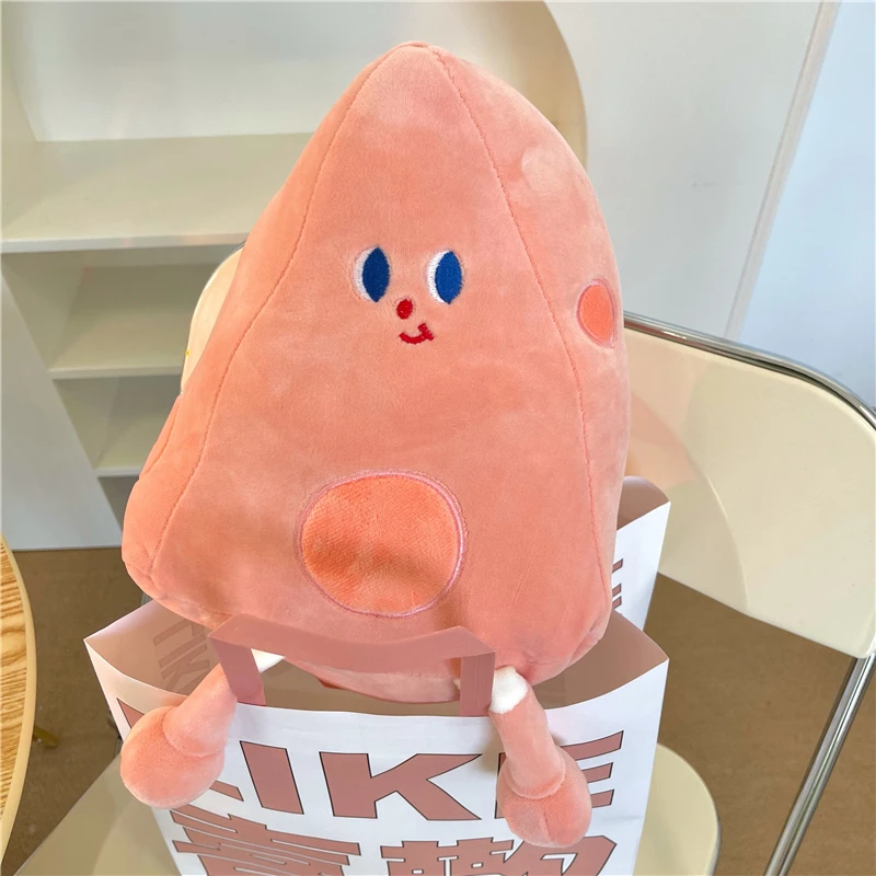 30cm Japanese Style Triangle Cheese Toy Cartoon Pillow Plush Pink Tan Cheese Plushies Bedroom Gifts For Kids Girl Photo Props