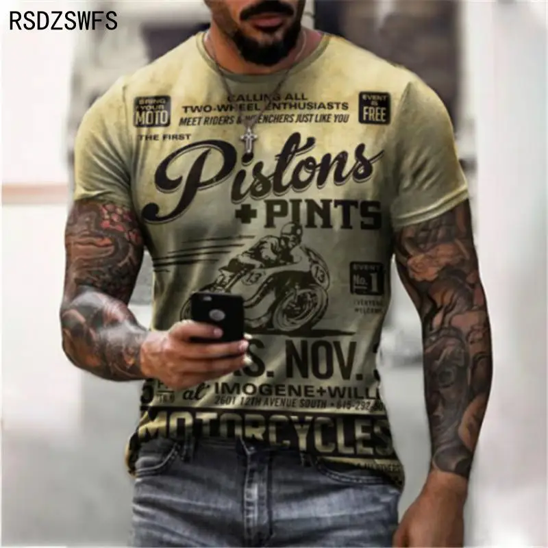 Summer Men's T-Shirt Street Retro Fashion Ethnic Style Pattern Printing 3D Clothes；Large Size Men’s Top Loose Pullover T-Shirt