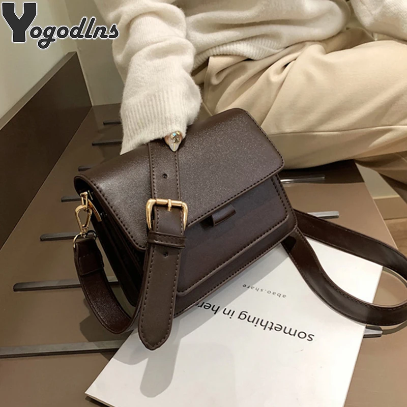 Fashion Brand Women\'s Small Crossbody Bag Lightweight PU Leather Messenger Bag Flap Handbag Purse Summer Travel Bag for Female