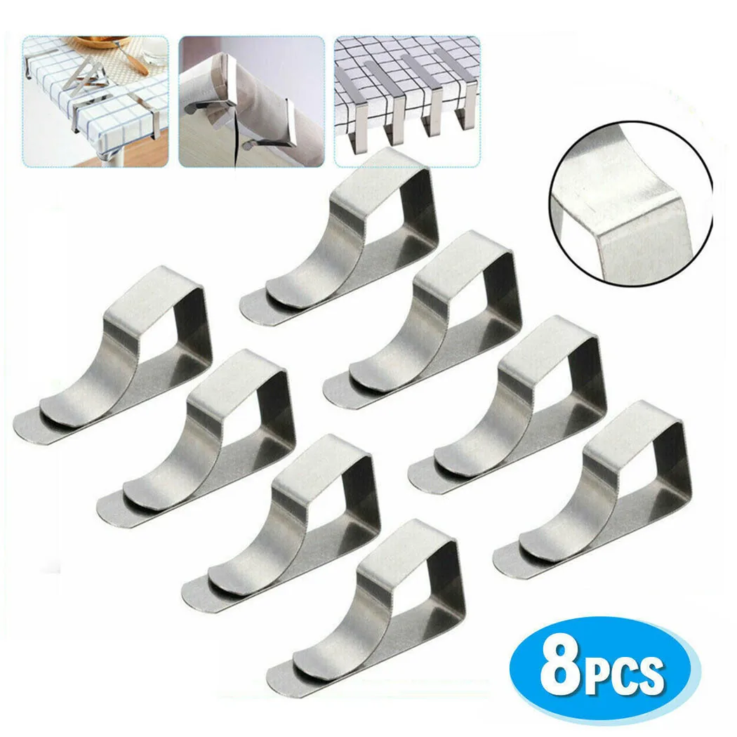 8 Pcs Tablecloth Clamps Fixed Clip Stainless Steel Tablecloth Clips Clamps  Holder Home Textile Wedding Decorations