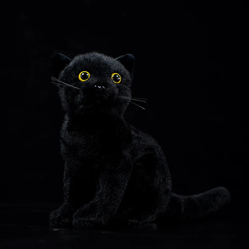 Vita reale Carino Mucche Nere Gatto Regalo Per Bambini Felis Catus Morbido Peluche Ripiene Bombay Simulazione Realistica Animale Bambino Bambola Originale