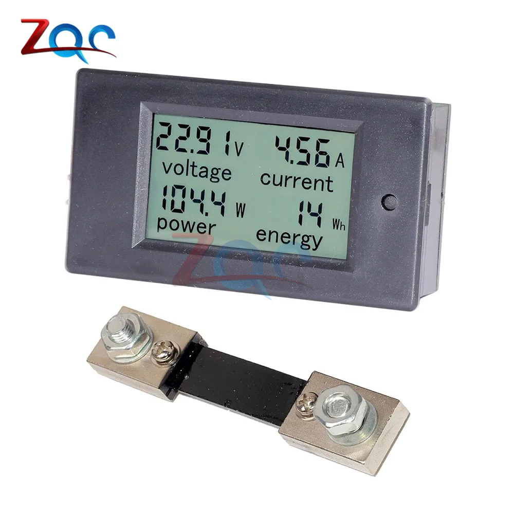 DC 6.5 -100V 0 -100A Digital LCD Display Voltmeter Ammeter Wattmeter Power Meter with 100A Shunt Volt Amp Power Energy Tester