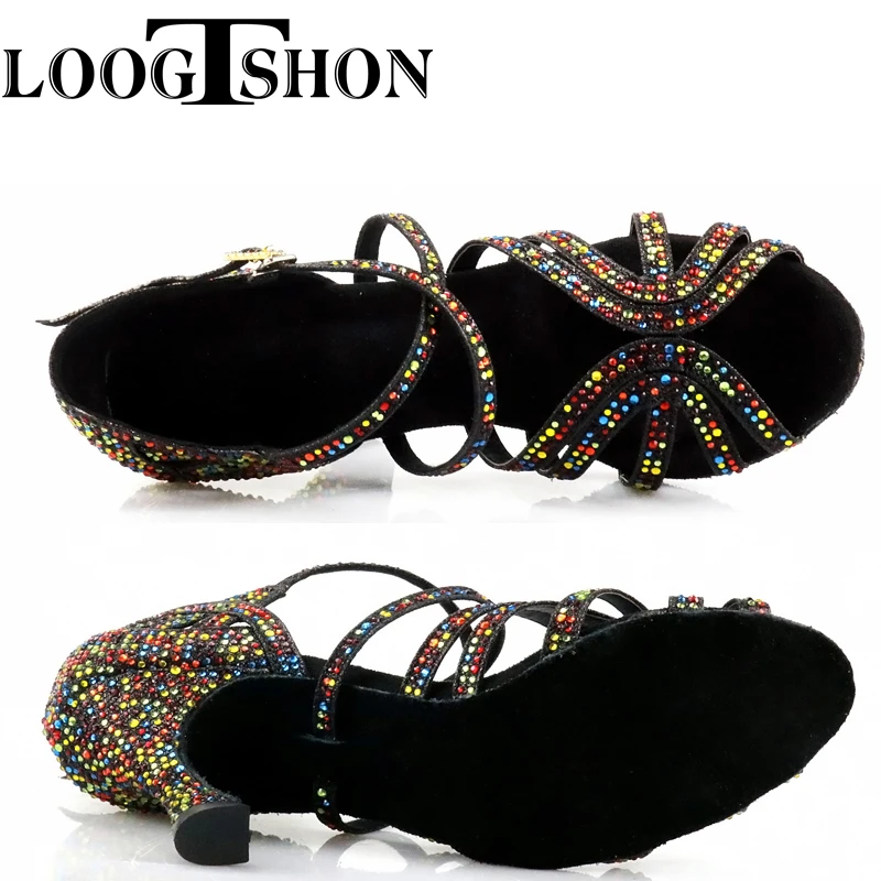 Loogtshon Hot sale ladies professional dance shoes ballroom dance shoes ladies latin dance shoes high heels 5Cm-10cm